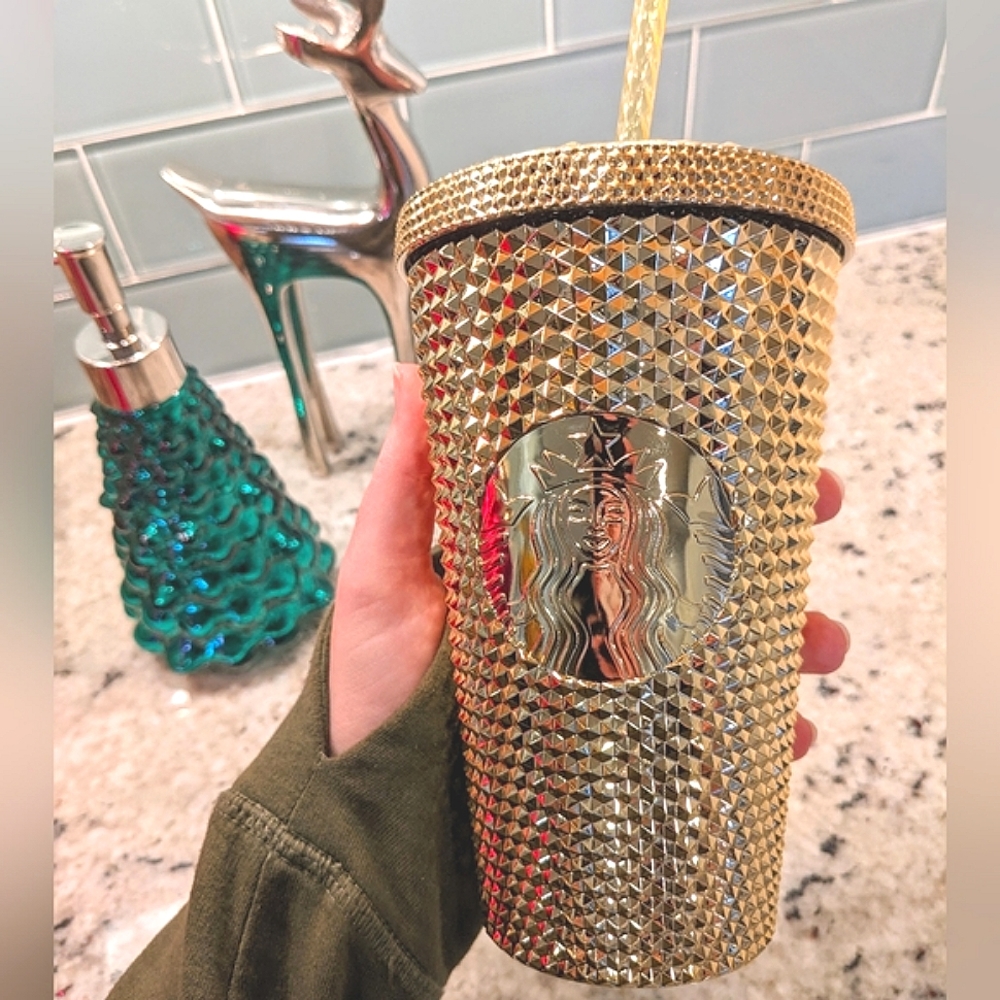 Gold Studded Starbucks Tumbler
